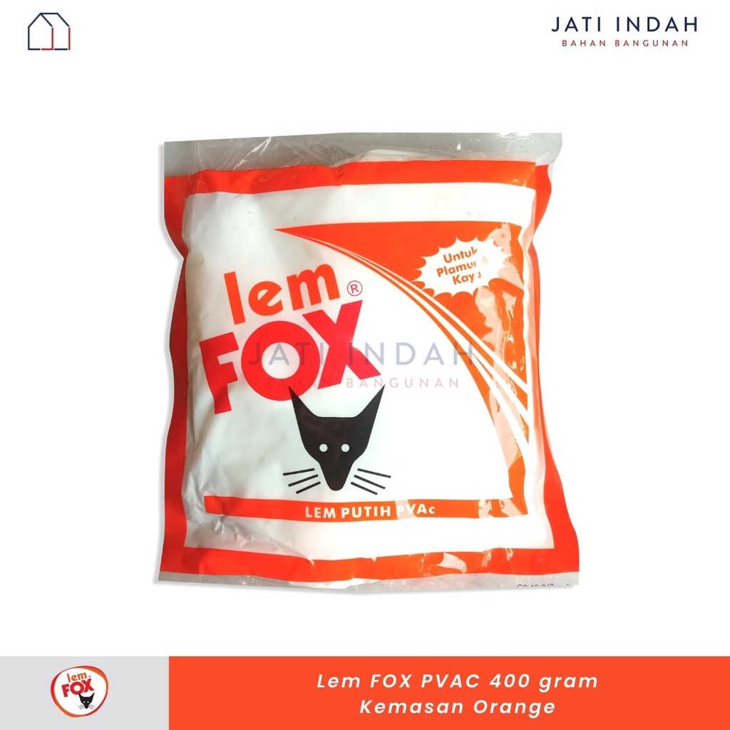 

LEM PVAC PUTIH FOX 400 GRAM KEMASAN ORANGE |Lem Kayu Kertas Plamir Slime dll