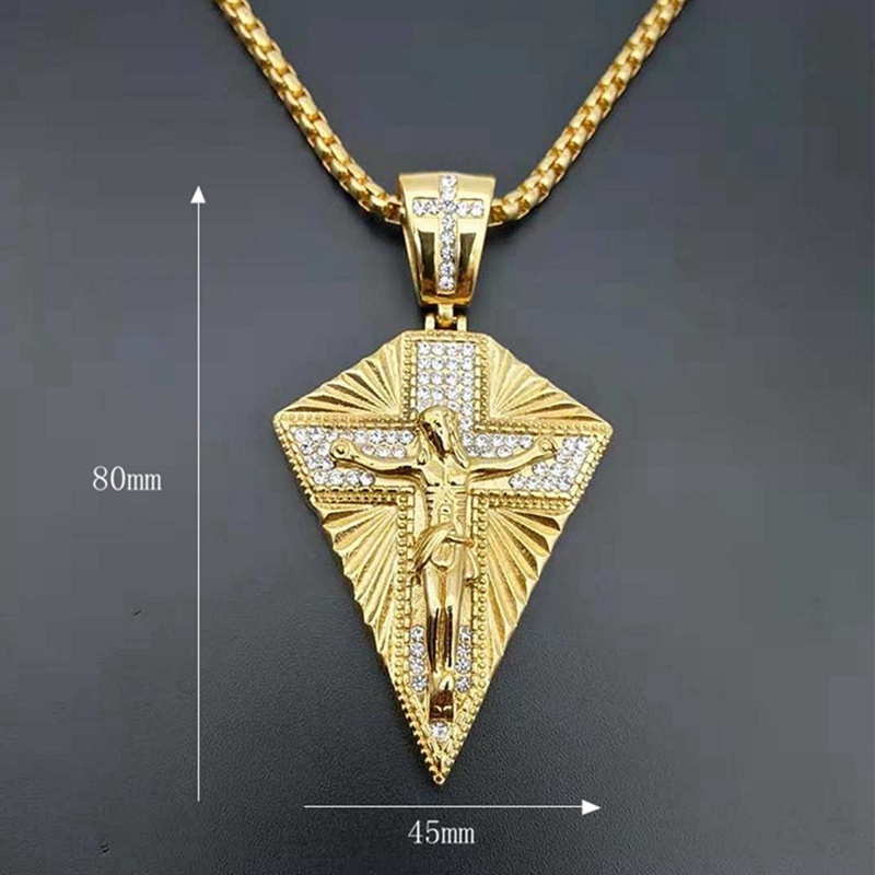 Kalung Liontin Salib Yesus Gaya Punk Vintage Untuk Pria