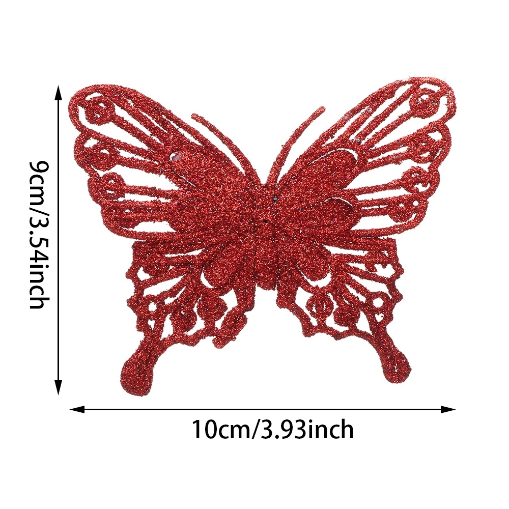 [Christmas Products] 10Pcs  Christmas Ornaments Glitter Hollow Butterfly Christmas Ornaments For Xmas Tree