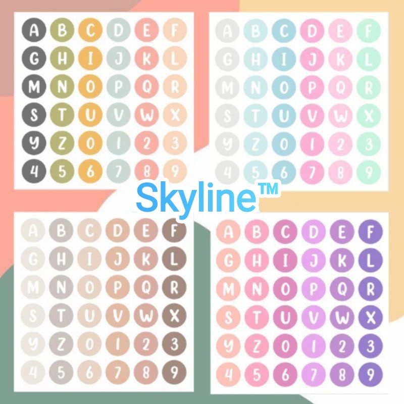 

Sticker Kiss Cut Scrap Book Journal Alphabet Anti Air Dengan Warna Gradasi Campur Isi 36Pcs