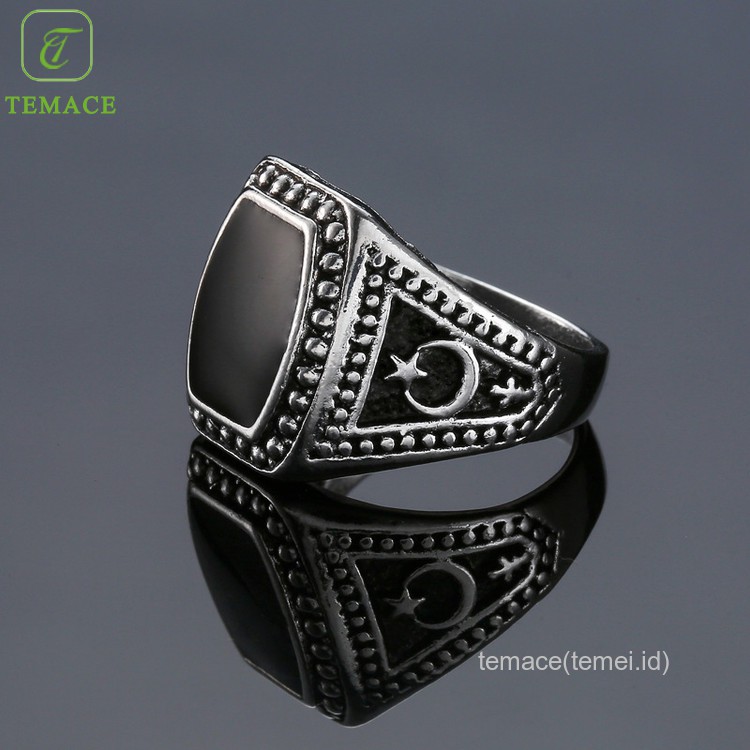 Lambang Turki Tangan Dihiasi Muslim Islam Gaya Retro Cincin