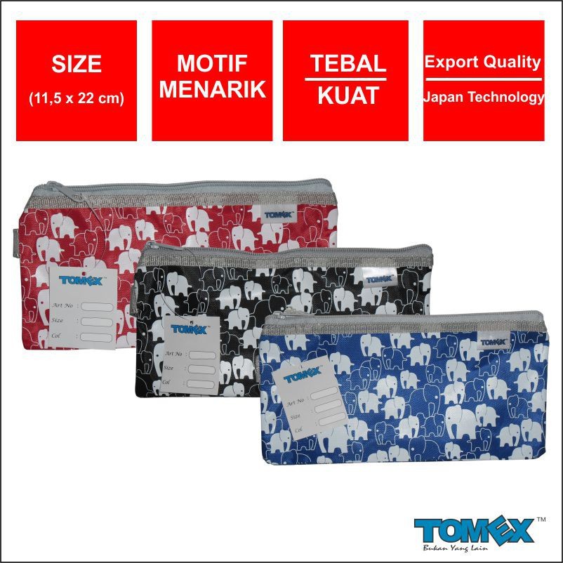 

Tomex Document Bag Kotak Pensil Tempat Pensil Resleting Motif Gajah B6