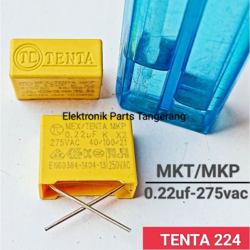 KAPASITOR MKP 0.22UF 275V MKT 224 TENTA KAPASITOR MKT 0.22UF 275V CAPACITOR MKP 0.22UF 275VOLT MKT M