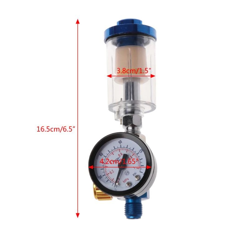 Air Regulator Gauge + In-line Water Trap Filter + EU Adapter - W101 - Silver