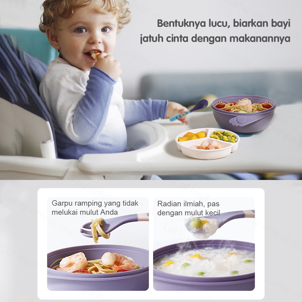 Lakhu mangkok makan bayi anak set bpa free/set alat makan bayi tempat makan anak