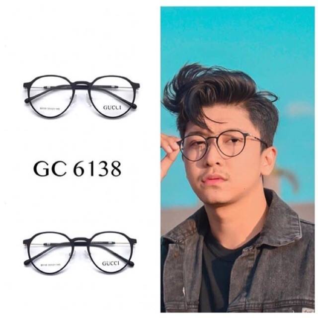 Frame kacamata 6138 big round fashion pria wanita best seller minus plus silinder antiradiasi