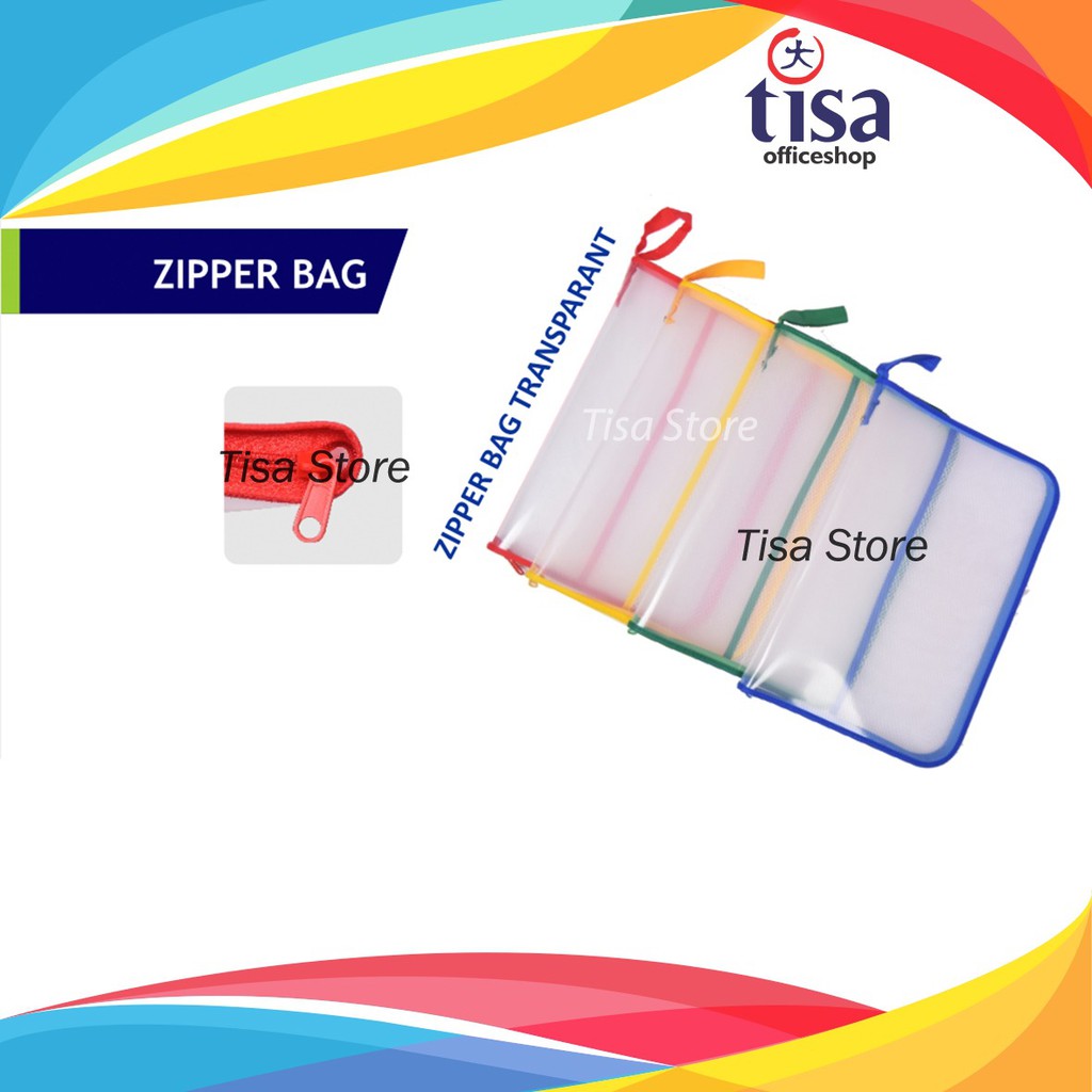 

Zipper Bag Transparan untuk Dokumen merk R&R (Map Resleting)