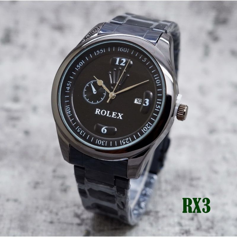 Jam Tangan Pria Rolex Rantai Date Aktif Water Resist