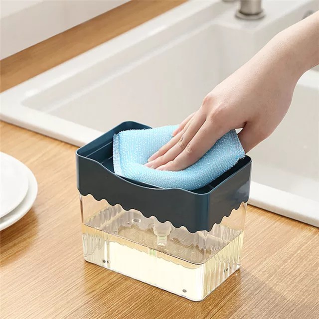 Soap Pump Dispenser Plus Sponge High Quality - Tempat Sabun Cair Cuci Piring