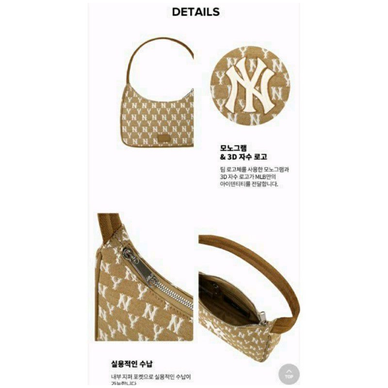 PGBAGS-TAS BAHU WANITA BORDIL NY/MLB MONOGRAM JACQUARD HOBO BAG YANKESS IMPORT/PREMIUM#188444