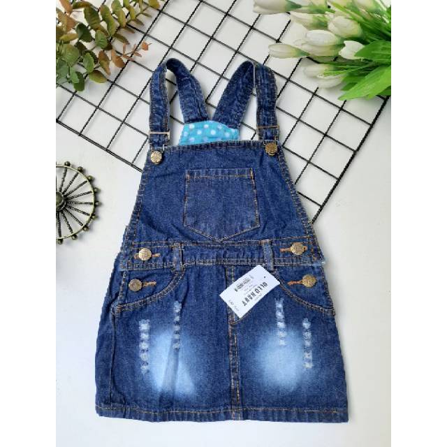 Overall rok jeans (1-9tahun) overall RIPPED