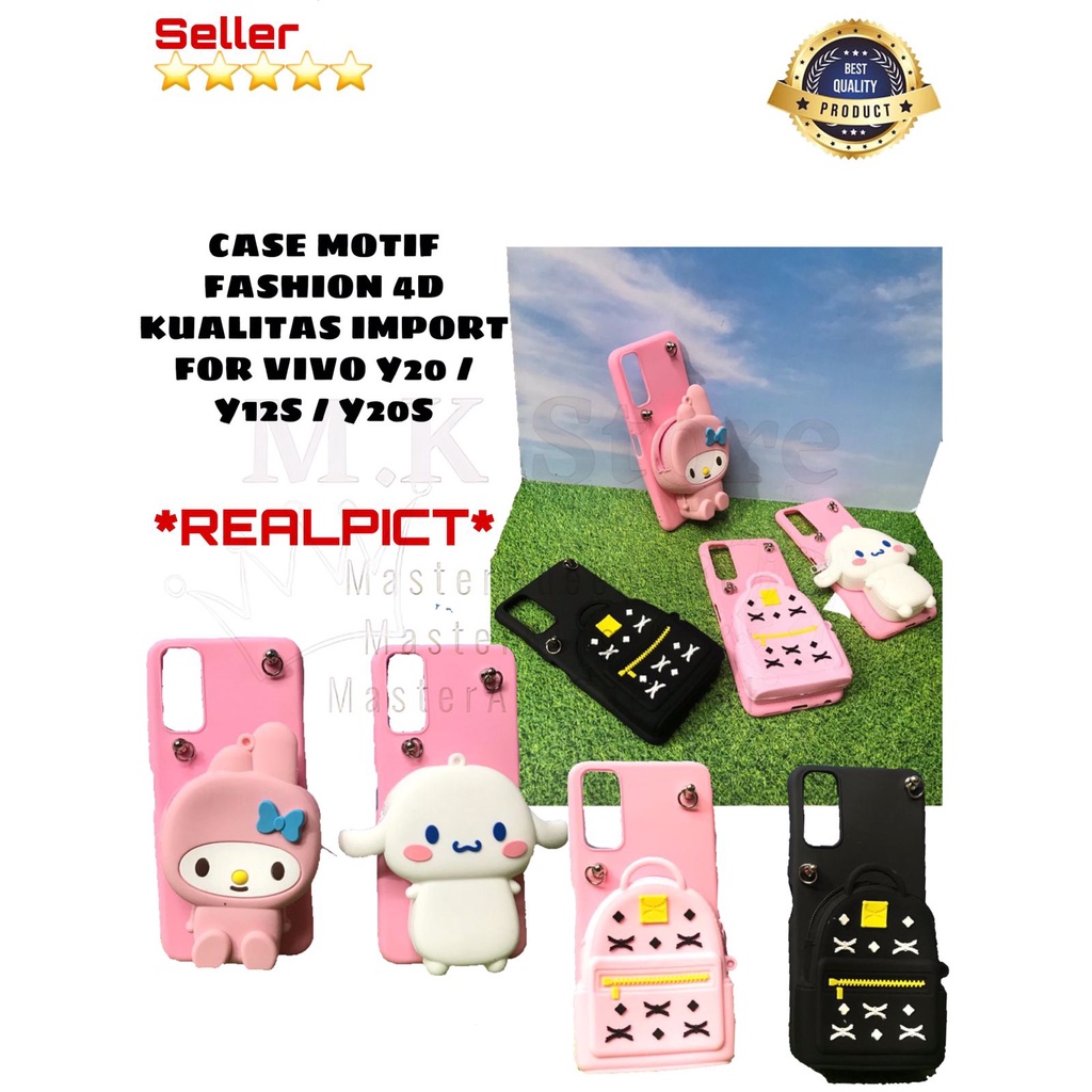 MQ88 - VIVO Y20 Y12S Y20i VIVO Y91 Y93 Y95 CASE MOTIF 4D FASHION IMPORT MODEL TAS SLEMPANG SILIKON C