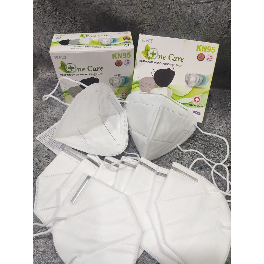 PER 1 BOX 10 PC - MASKER KN95 MURAH NECARE NE CARE KAWAT DALAM &amp; LUAR  - WHITE