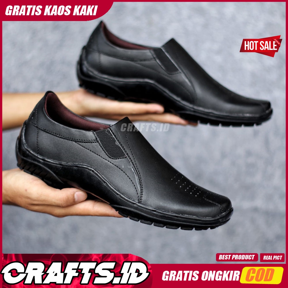 CRAFTS X LIBAD Sepatu Slip On Casual Kulit Asli Original Slop Antislip Kasual Formal Pantofel Kerja Kantor Pria Cowok