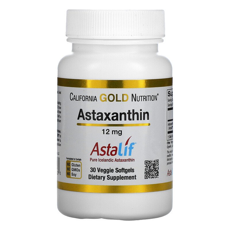 Astaxanthin 12mg 30 Veg Soft Astalif California Gold Nutrition ORI USA