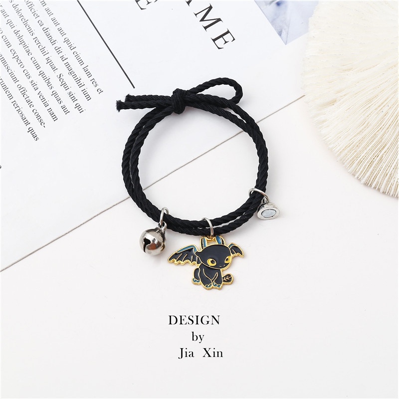 2Pcs Gelang Magnet Hitam Dan Putih Toothless Beberapa Gelang  Pasangan Aksesoris couple gelang