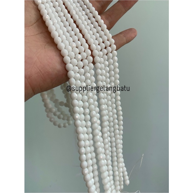 batu WHITE ONYX PUTIH FACETED BEADS 6mm cutting bahan gelang kalung