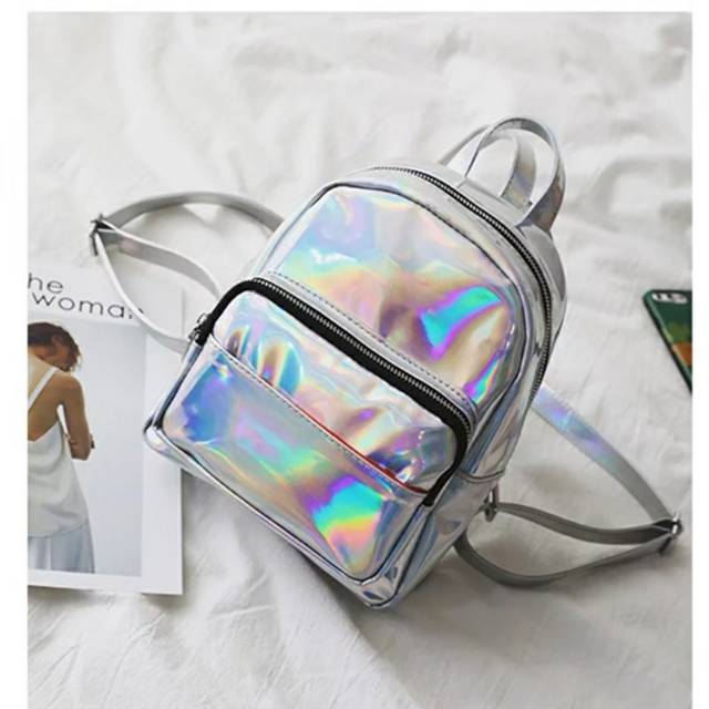 Tas Ransel HOLOGRAM GLOWSHY /tas ransel glowing /tas warna glamour