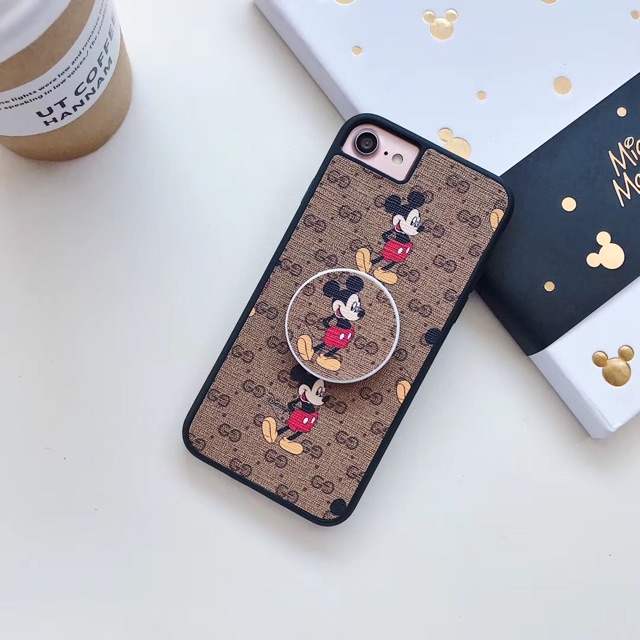 Gucci Mickey Samsung Leather Case Samsung Popsocket S8 S8+ S9 S9+ Note8 Note 9 10 20 S10 S10+ S20 +