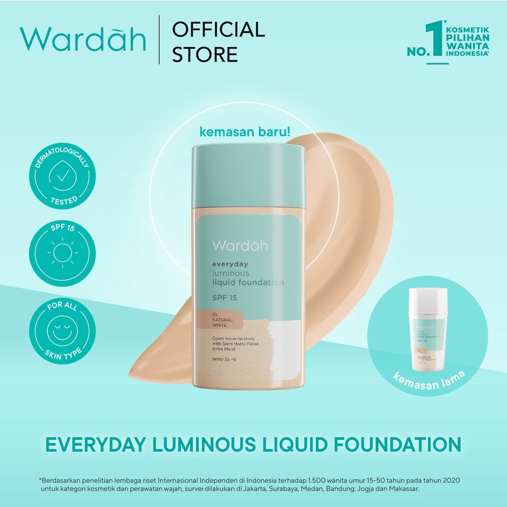 Wardah Everyday Luminous Liquid Foundation/wardah alas bedak cair