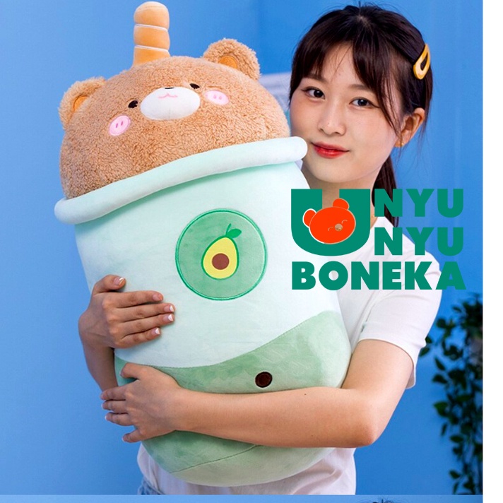 Boneka Kopi boba import Cute besar 50cm cm kostum kelinci bear stroberi alpukat cafe boba