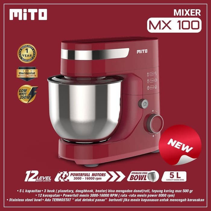 MITO STAND MIXER MX 100 KAPASITAS 5 LITER TERBARU - MX 100 5L NEW