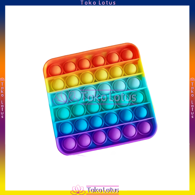 NEW POP IT MAINAN ANAK FIDGET KIDS TOY PUSH BUBBLE PENGHILANG STRESS [BISA BAYAR COD]-Square Rainbow