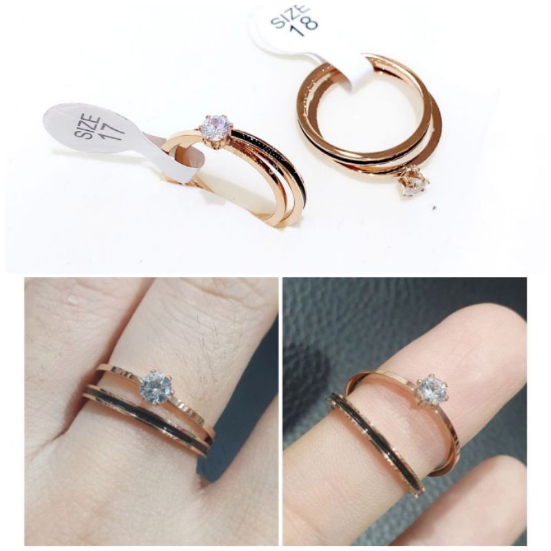 Cincin Titanium asli Rosegold Premium Quality Ring Stainless steel ori anti karat anti alergi 210