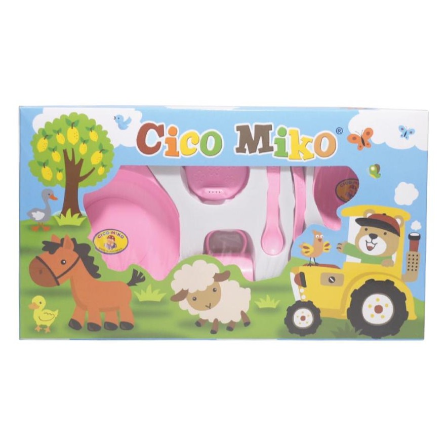 1 SET PERALATAN KADO BAYI MERK CICO MIKO - PERALATAN MAKAN WARNA PINK DAN BIRU - UKURAN BESAR