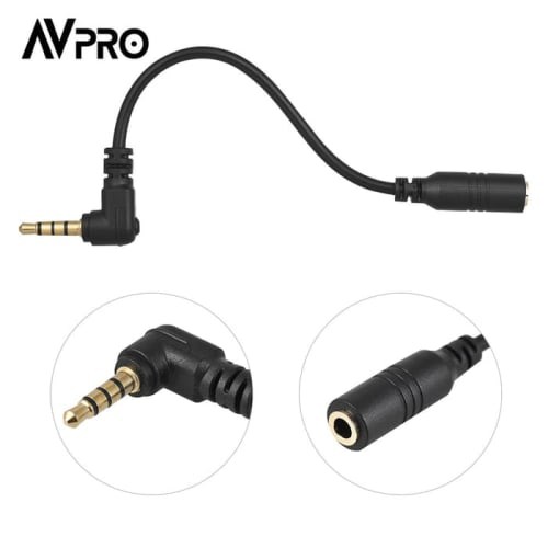 AVPRO Microphone Adapter Cable TRS To TRRS Converter 13cm BLACK