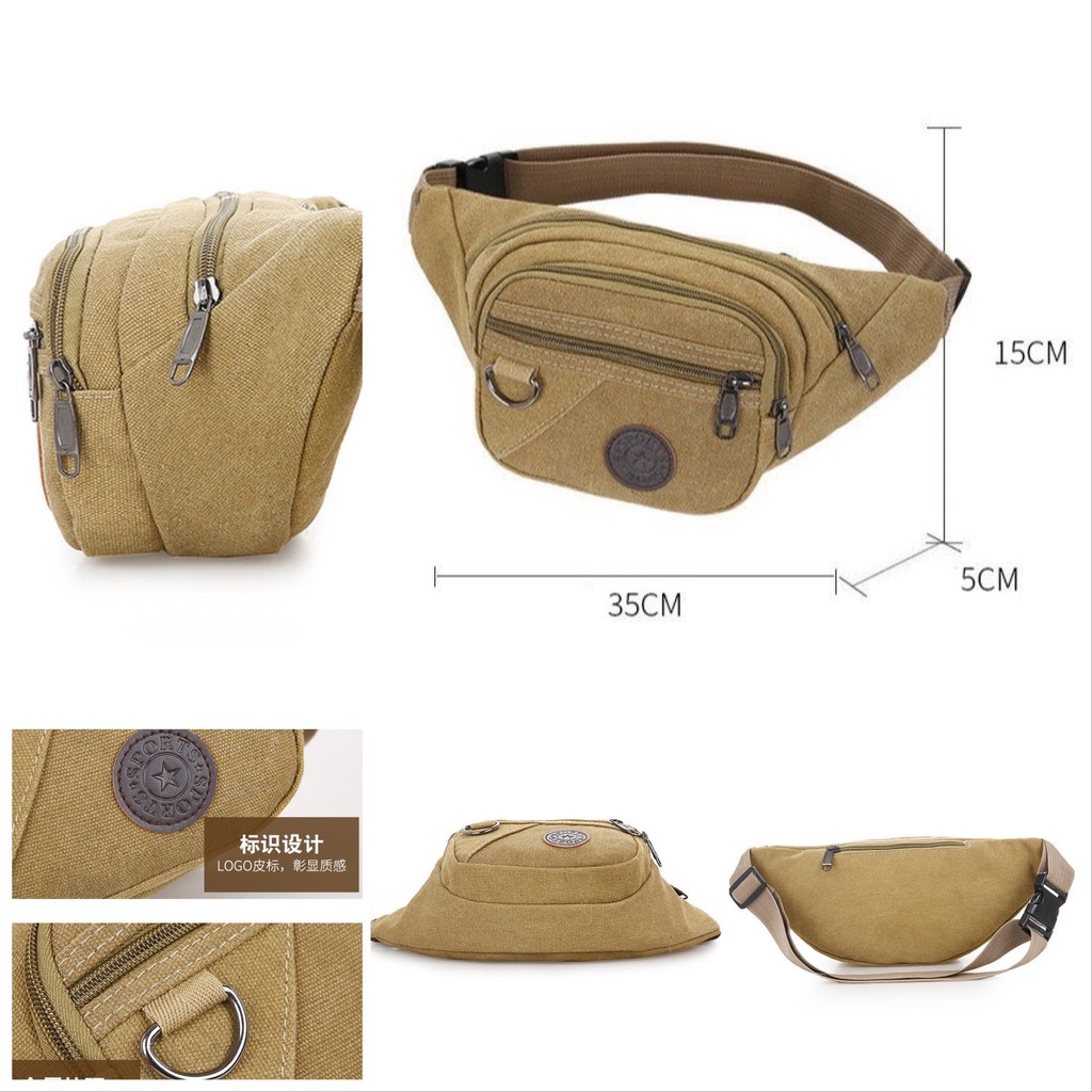 Tas pinggang kanvas pria / sling bag / waistbag import A-series