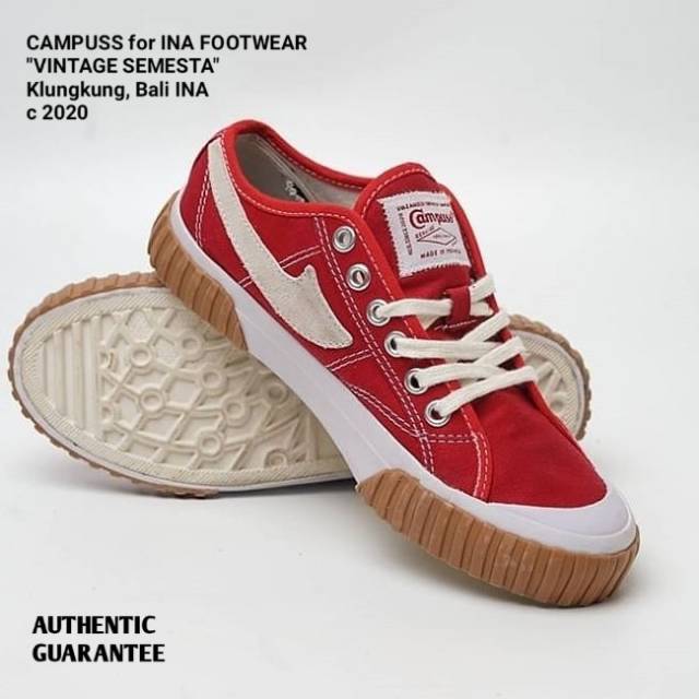 SEPATU CAMPUSS VINTAGE SEMESTA LOW RED GUM GRATIS KAOS KAKI