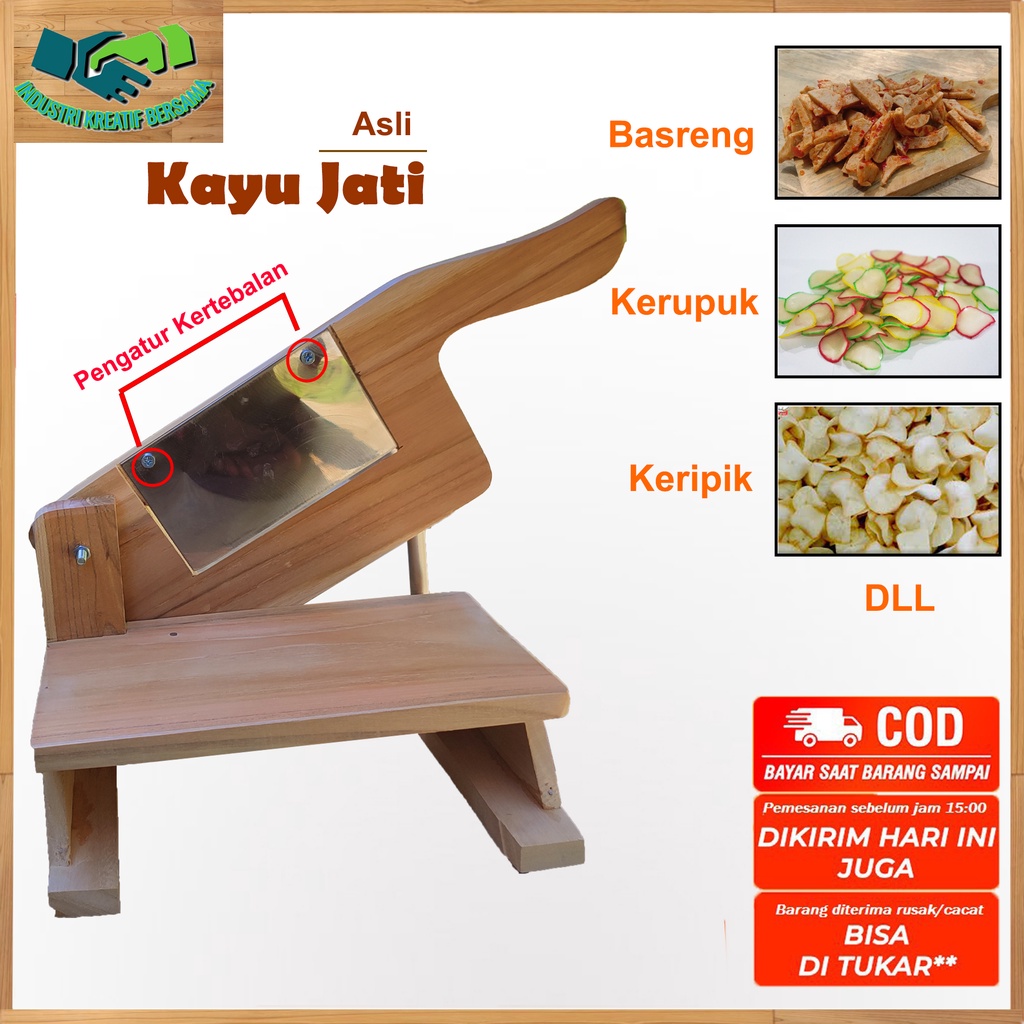 Bahan Kayu Jati Alat ukuran Sedang mesin pengiris pemotong perajang kerupuk singkong opak mentah basreng