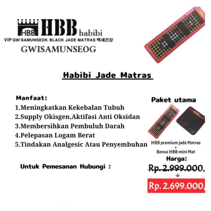 HABIBI Matras Terapi Kesehatan Habibi Jade Mat Original Gratis Ongkir Instant