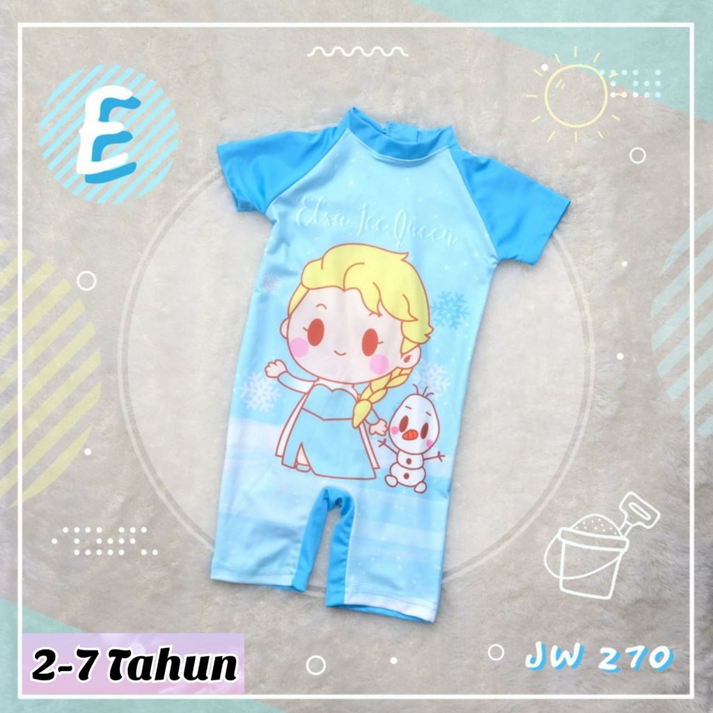 Baju Renang Anak Perempuan Impor JW 270 Motif Princess Usia 2-7 Tahun Baju Renang Anak