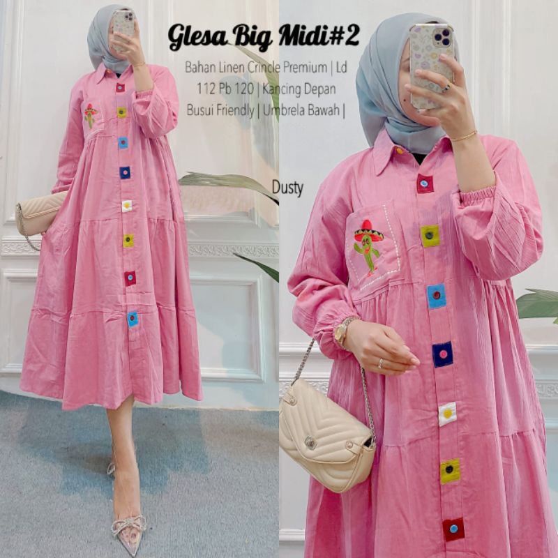 Fashion Muslim, Fashion Wanita, Midi Dress. Glesa Midi Dress