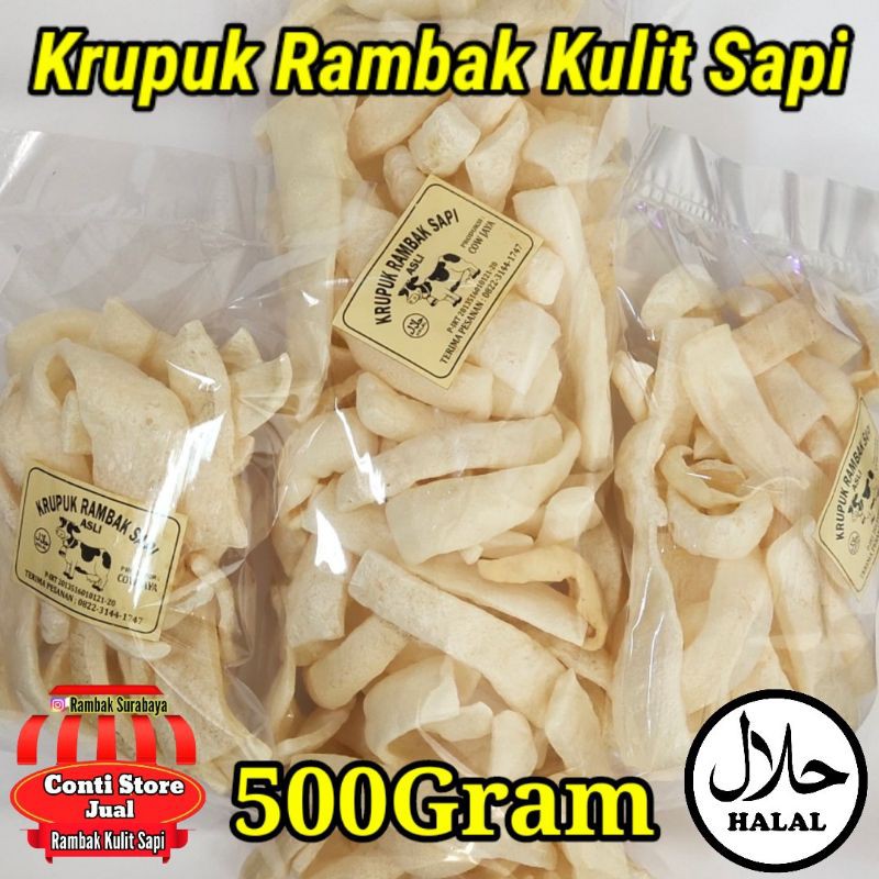 Kerupuk Rambak Kulit Sapi Stik Matang/Original 500gram