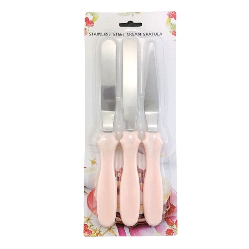 Spatula Butter Cream 3 Pcs Model Dekorasi Kue Tebal / Spatula Set 3