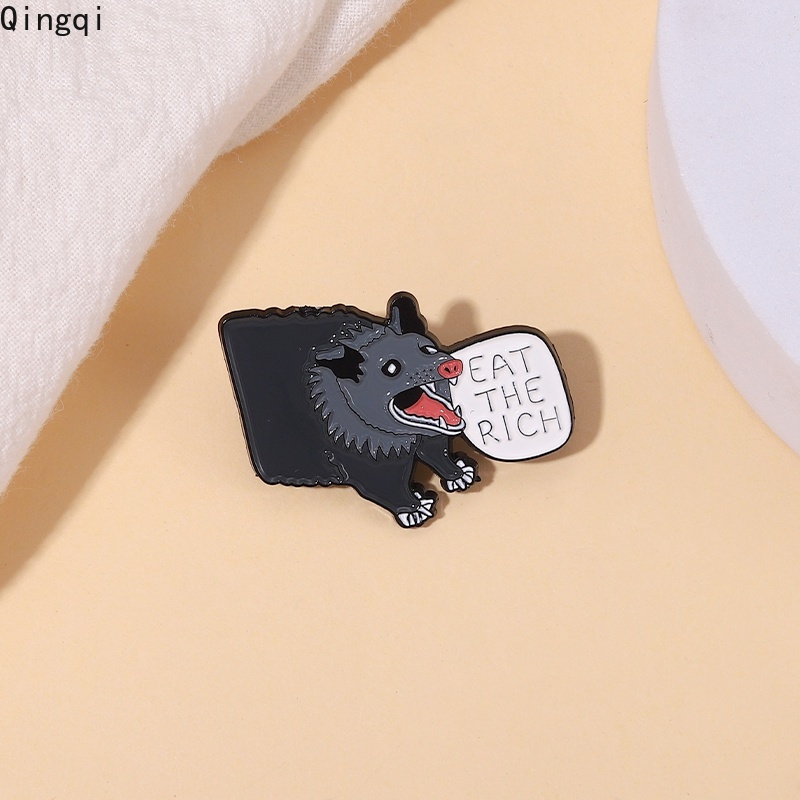 Bros Pin Enamel Desain Kartun Eat The Rich Warna Abu-Abu Bahan Alloy Untuk Hadiah