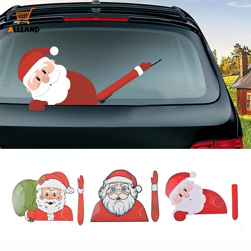 Stiker Wiper Belakang Mobil Motif Kartun Santa Claus Natal Tahan Air Untuk Dekorasi