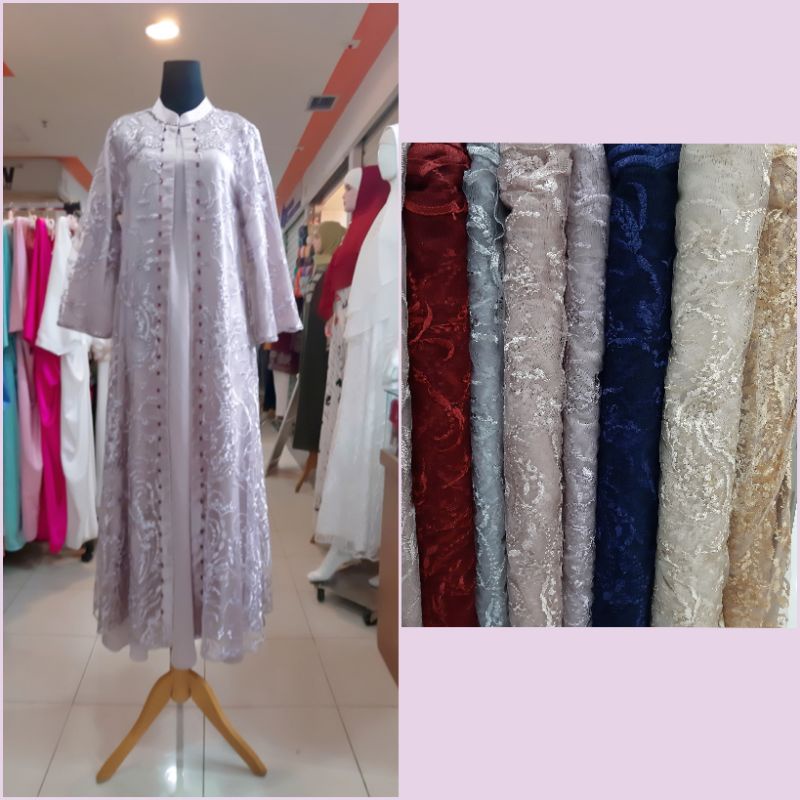 Gamis outer brokat tule
