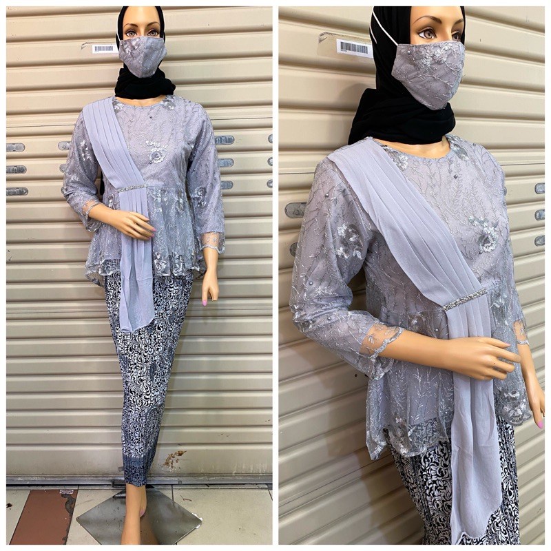 ( PROMO ) _ SETELAN selendang tile + ROK BATIK + /Stelan KEBAYA Brukat/SETELAN KEBAYA ABU