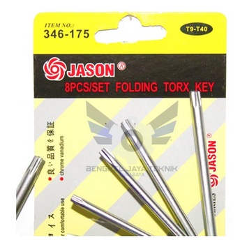 Kunci L Bintang T9 - T40 / Kunci L Lipat 8pcs / Kuci L Set JASON (346-175)