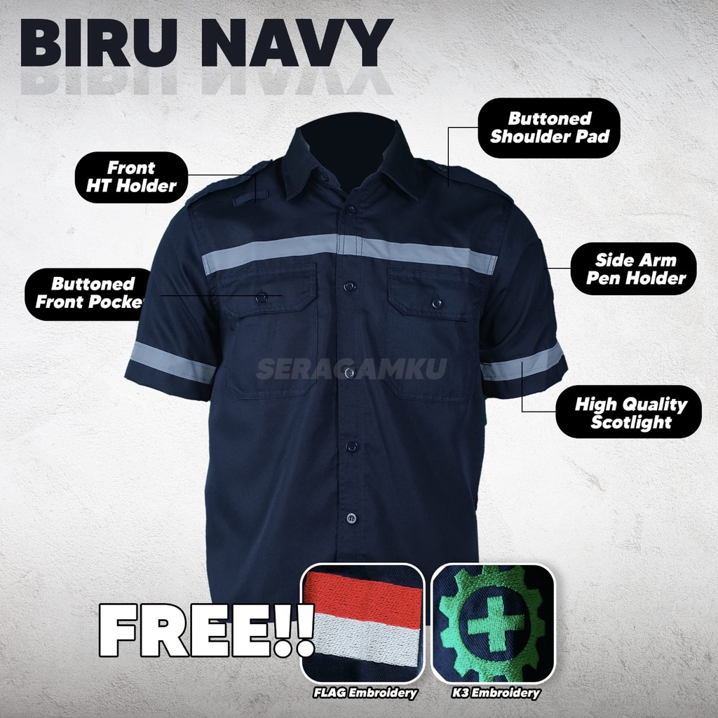 Wearpack Safety NAVY Atasan Kemeja Pendek Baju Kerja Murah Seragamku