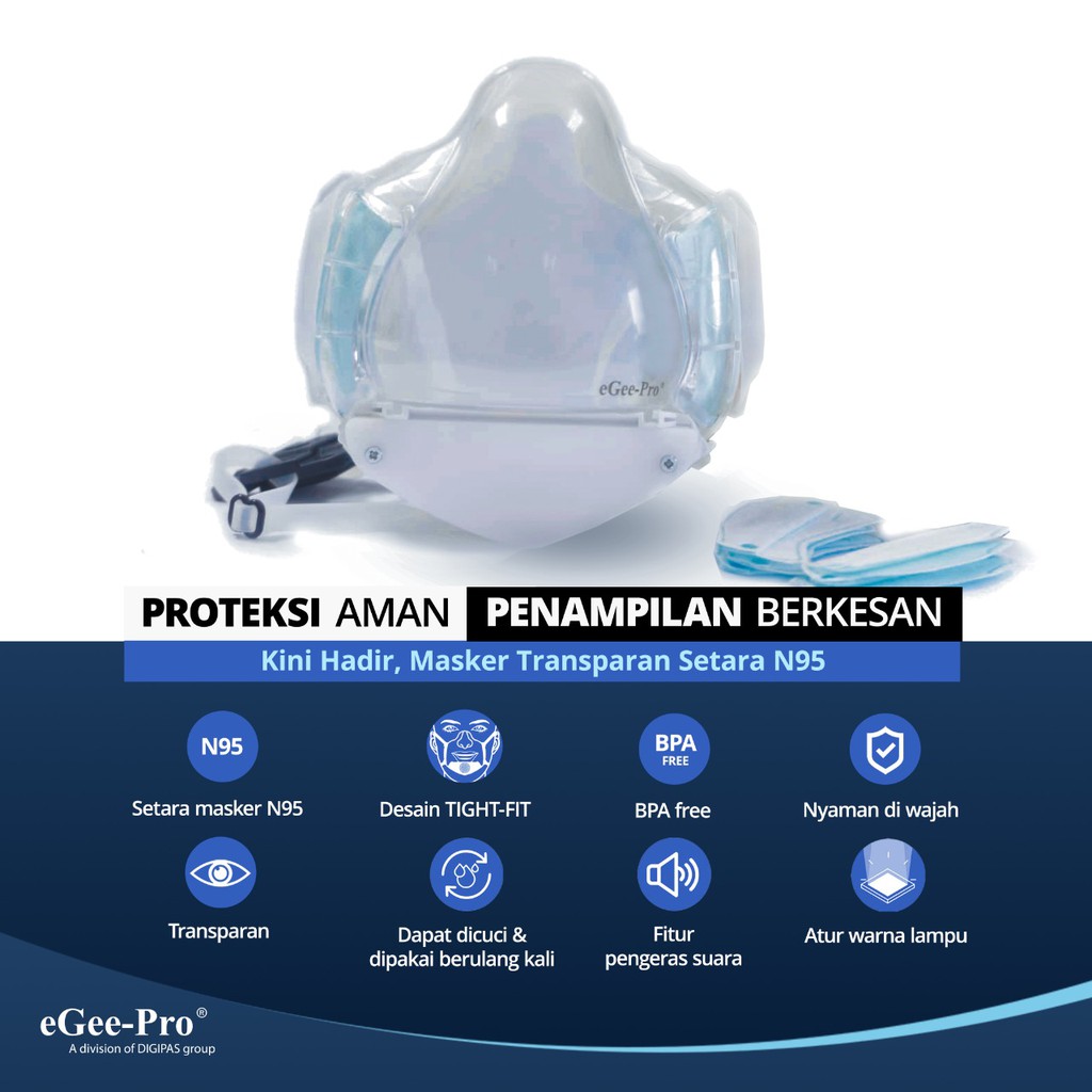 eGee-Pro - GP980 TRANSLUCENT: 3rd GEN. REUSABLE  Face Mask (UN MIC)