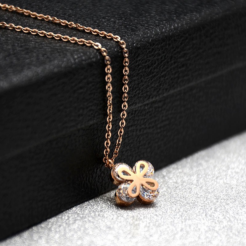 Kalung fashion aksesoris titanium korea hadiah wanita cewek 316L anti karat KK041 motif bunga