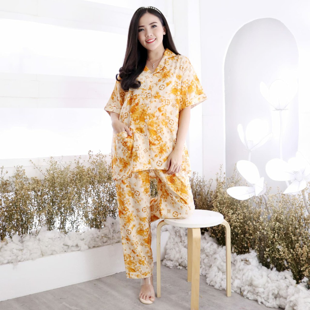 Setelan piyama baju tidur wanita CP aznah bahan rayon real pic