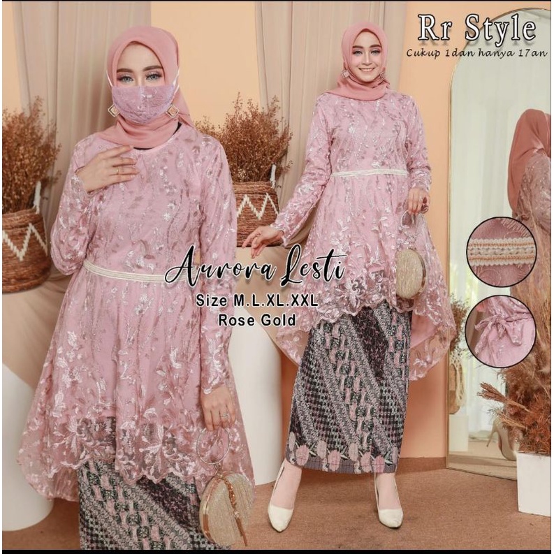 Kebaya Aurora Lesty / Kebaya Modern / Kebaya Wisuda / Kebaya Remaja / Baju Kebaya Kondangan / Setelan Kebaya Modern