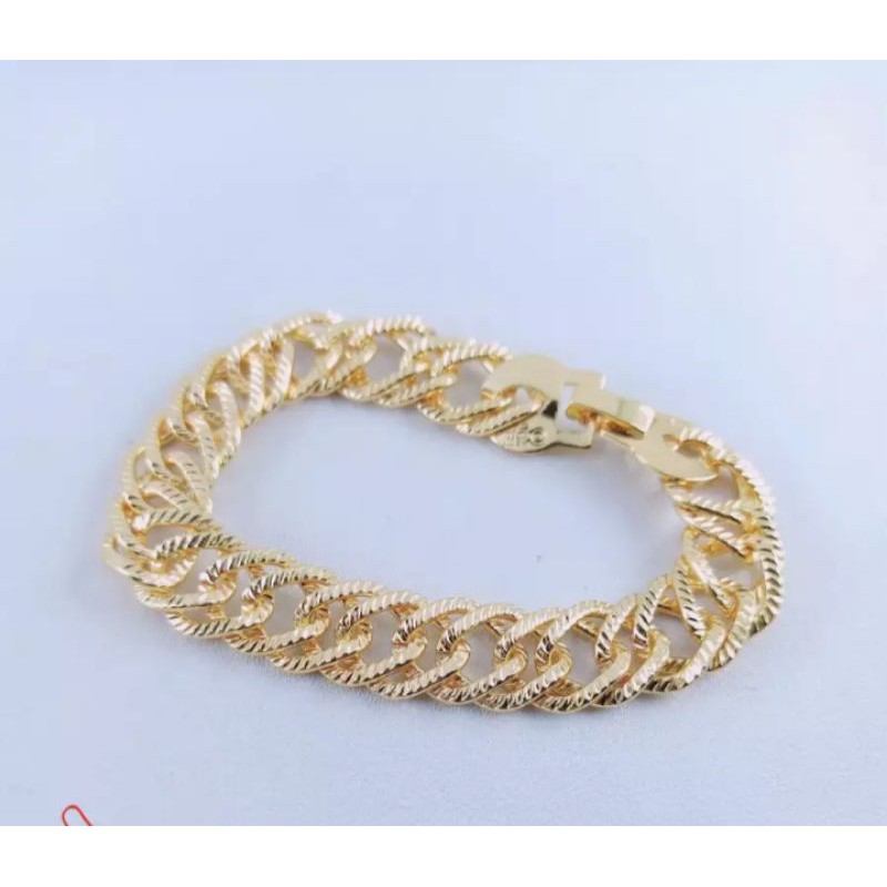 gelang tangan rante doble titanium gold perhiasan wanita