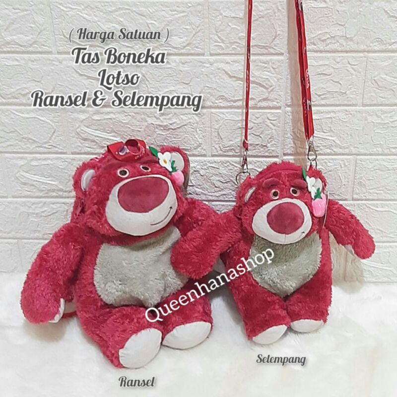 Tas Boneka Lotso Ransel Selempang Tas Boneka Anak